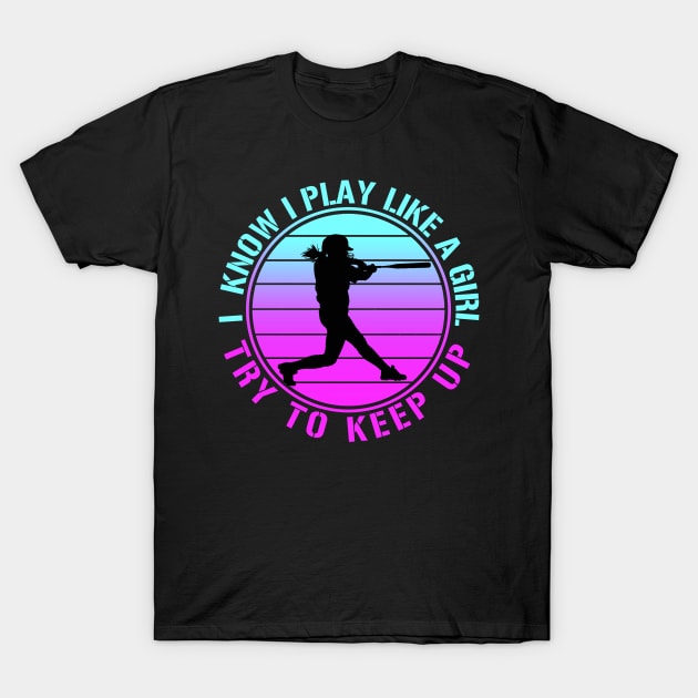 Vintage Softball Girl T-Shirt by RichyTor